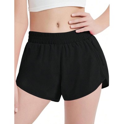 Mocamel Girls Athletic Running Shorts With Zipper Pocket Liner Dolphin Side Slit Quick Dry Sports Soccer For Teen