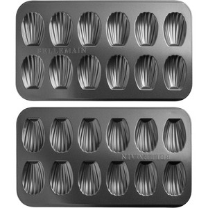 Bellemain Nonstick Madeleine Pan 12-Well Carbon Steel Mold for Cookies & Tea Cakes (2-Pack) - 1 of 4