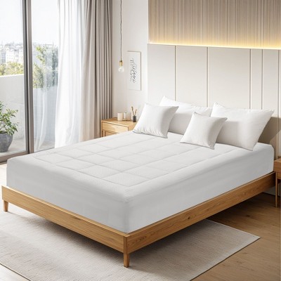 HYLEORY Quilted Fitted California King Mattress Pad 8-21" Deep Pocket Cooling Mattress Topper, White