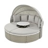 4-Pieces Outdoor Patio Rattan Round Daybed Sunbed with Retractable Canopy and Table - 4 of 4