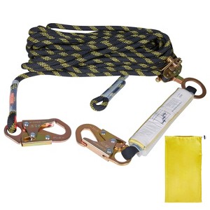 VEVOR Vertical Lifeline Assembly, 0.55'' x 25' Fall Protection Rope with 30 KN Breaking Tension, Polyester Roofing Rope with Steel Snap Hooks, Black - 1 of 4
