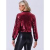 INSPIRE CHIC Women's Party Sequin Sparkle Long Sleeve Cropped Length Zipper Bomber Jacket - 4 of 4