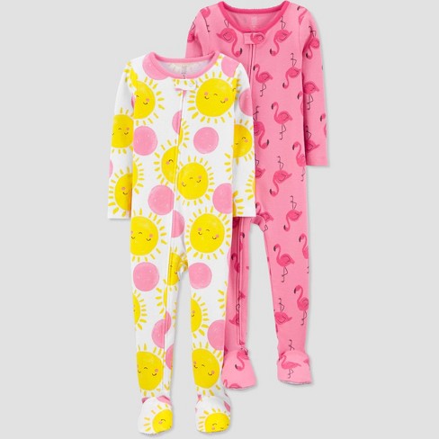 Toddler Girls 2pk Flamingo Sun Footed Pajama Just One You Made By Carter S Pink 3t Target