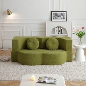 Okak Modern Modular Folding Loveseat Sleeper Sofa with Pillows,Deep Seat Futon Couch for Living Room,Apartment,Guestroom - 1 of 4