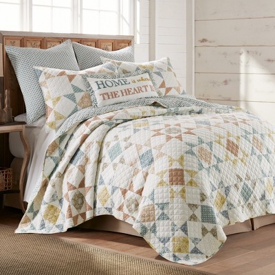 Teal and Cream Cotton Euro Sham Set
