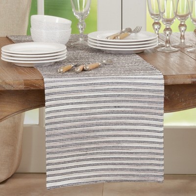 Black and White Cotton Corded Line Table Runner