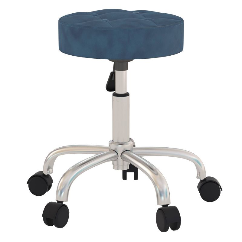 24.5" Nora Tufted Backless Adjustable Metal Vanity and Office Stool with Casters - Hillsdale Furniture, 4 of 14
