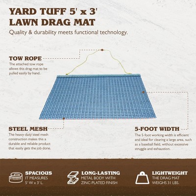 Yard Tuff YTF-53HPDM ATV/UTV 5' x 3' Zinc Plated Field Surface Leveling Drag Mat 