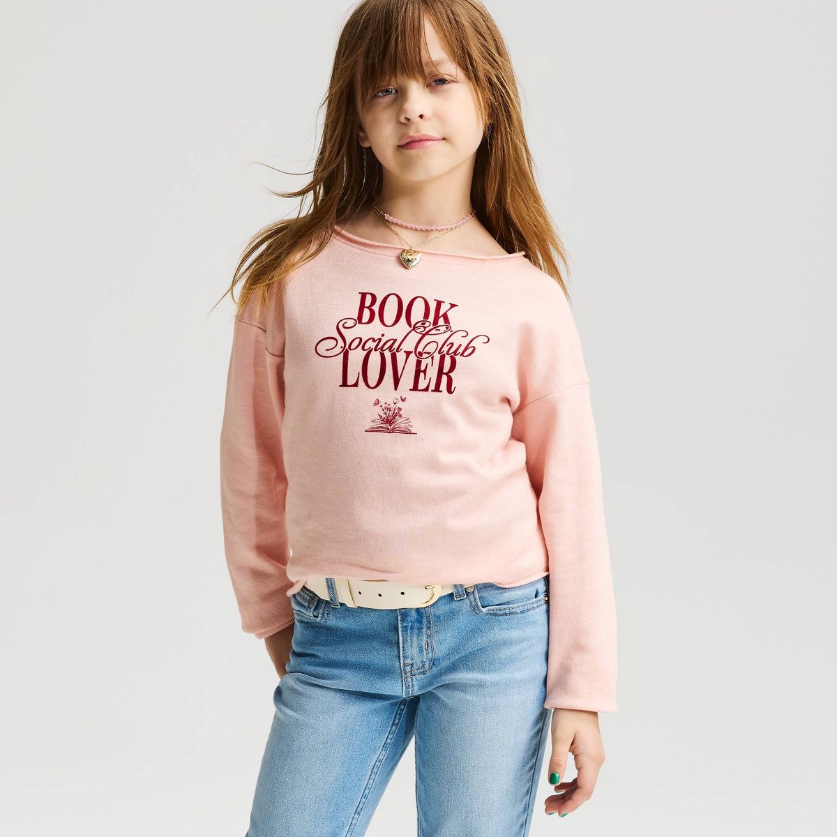 Girls' French Terry Off The Shoulder Graphic Pullover Sweatshirt - Cat & Jack™ - thumbnail 8