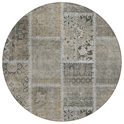 Taupe Beige And Tan Patchwork Washable Indoor Outdoor Area Rug