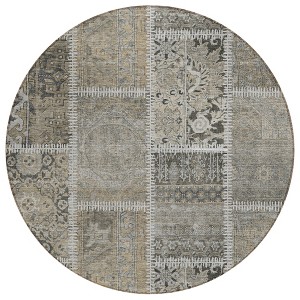Taupe Beige And Tan Patchwork Washable Indoor Outdoor Area Rug - 1 of 4