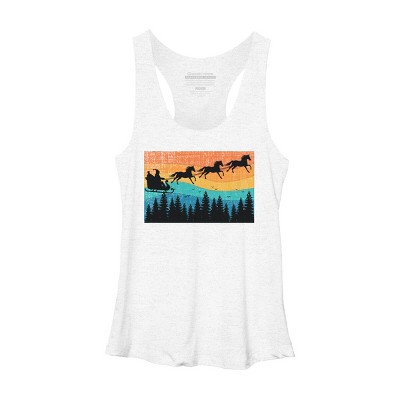 Women's Design By Humans Retro Christmas Horse Riding Santa Vintage 70s 80s Xmas By pahari Racerback Tank Top
