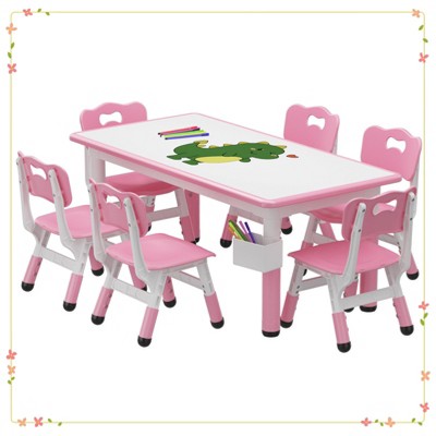 Kids Table and Chair Set - Height Adjustable for Ages 2-10, Graffiti Desktop