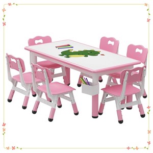 Kids Table and Chair Set - Height Adjustable for Ages 2-10, Graffiti Desktop - 1 of 4