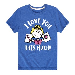 Boys' - Peanuts - I Love You This Much Short Sleeve Graphic T-Shirt - 1 of 4