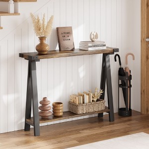 43.3" Console Table with Storage, Farmhouse Narrow Entryway Table, 2 Tier Sofa Table, Narrow Console Table for Living Room, Hallway, Entryway - 1 of 4