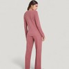 Anna-Kaci Lounge Women's V-Neck Long Sleeve Knit Top and Drawstring Waist Lounge Pants Two Piece Set - 4 of 4