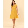 Allegra K Women's Short Sleeve Cotton Work Collar Midi Button Down A Line Dresses - 3 of 4