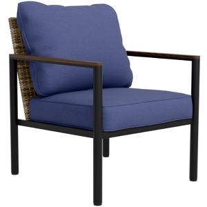 EAGLE PEAK Sunset Dune Collection Modern Patio Furniture Chair, Wicker Metal Outdoor Dining Chairs - 1 of 4