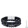 Steeltime Men's 2pc set blue/black braided leather and stainless steel and black lava/stainless steel beaded bracelet - 3 of 4