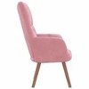 vidaXL Pink Relaxing Chair - Velvet Armchair with Solid Rubber Wood Legs and Steel Frame, Modern Style - 4 of 4