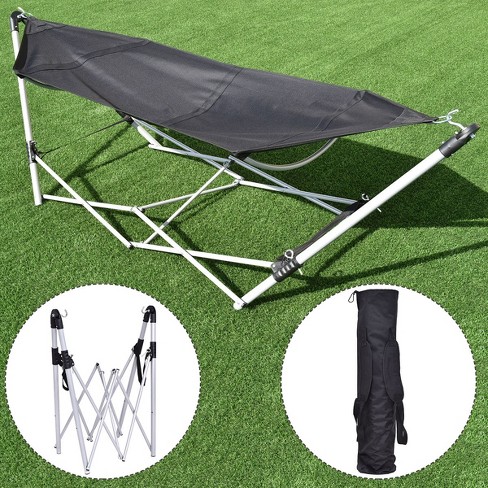 Costway Black Portable Folding Hammock Lounge Camping Bed Steel Frame Stand W carry Bag Target