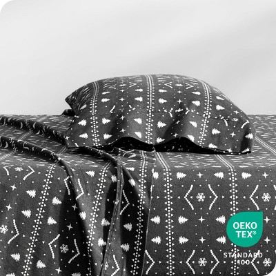 Winter Alpine Gray Cotton Flannel Twin XL Sheet Set