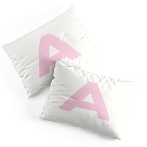 Deny Designs Standard April Lane Art Block Pink Monogram A Microfiber Printed Pillow Sham - 1 of 3