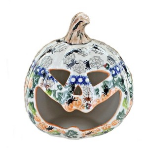 Blue Rose Polish Pottery 653 Vena Pumpkin Luminary - 1 of 2