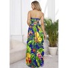 HAPPY BAY Women's House Daily Routine Evening Wear Vacation Flowy Dress Casual Maxi Strapless Dresses Tube Dress One Size Blue, Floral - 3 of 4