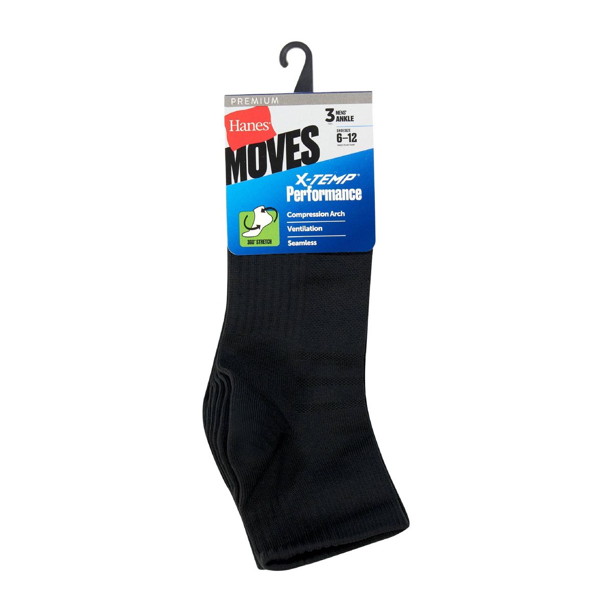 Hanes Men's Stretch Ankle Socks 3pk - thumbnail 2
