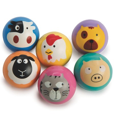 S&S Worldwide Animal Faces High Bounce Balls Pk12