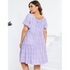 Clearlove Plus Size Dress Women's Plus Size Floral V-Neck Dress Short Sleeve Knee Length A-line Mini Dresses - 4 of 4