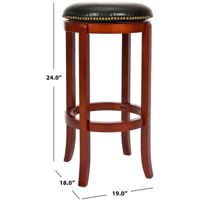 Ellwood Light Cherry and Black Leather Swivel Counter Stool