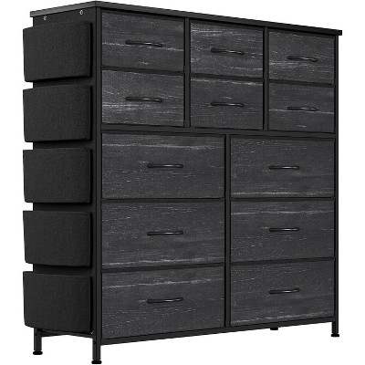 Dresser for Bedroom,Cloth Storage Tower with 12 Drawers,Chest of Drawers with Bins,Steel Frame,Wood Top for Bedroom, Kids Room,Closet, Entryway