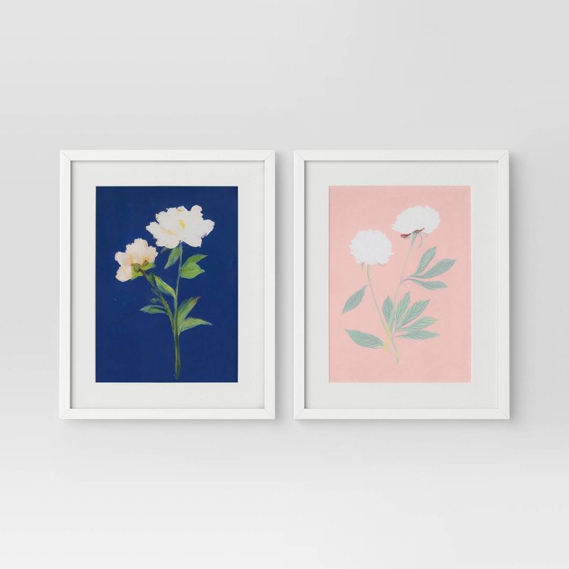 (Set of 2) 16&#34; x 20&#34; &#39;Pink and Blue&#39; Floral Framed Posters - Threshold&#8482;, 1 of 9