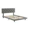 Twin/Full Size Linen Fabric Upholstered Bed with Light Stripe, Floating Platform Bed - ModernLuxe - image 4 of 4