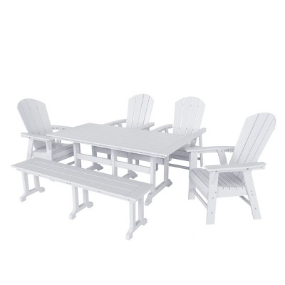 WestinTrends 6 Piece Outdoor Patio Dining Table and Armchair Dining Bench Set