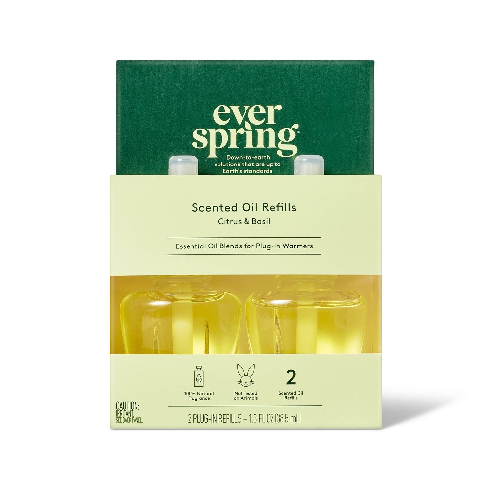 Photos - Air Freshener Everspring Scented Oil Refill  - Citrus & Basil - 1.3 fl oz/2pk - Eversp 