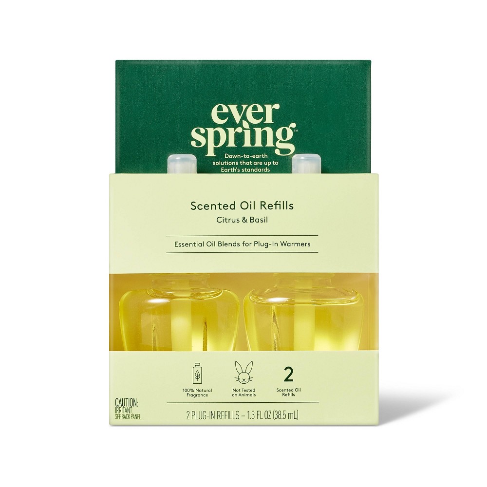 Photos - Air Freshener Everspring Scented Oil Refill  - Citrus & Basil - 1.3 fl oz/2pk - ™ 