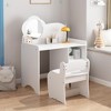 ORRD Kids Vanity Table with Mirror & Chair, Wooden Children‘s Dressing and Activity Desk with Storage, Playroom Furniture for Girls Boys - White - 4 of 4