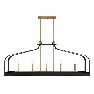 Savoy House Sheffield 5 - Light Chandelier in  Matte Black/Warm Brass - 1 of 3