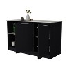 NicBex Kitchen Island Cart Morden Kitchen Carts with Storage, 2 Cabinet Doors and 2 Open Shelves for Kitchen, Black - 3 of 4