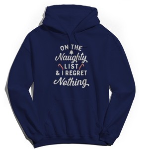 Rerun Island Men's Christmas On The Naughty List Long Sleeve Graphic Cotton Hoodie - 1 of 1
