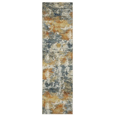 Oriental Weavers Malibu MAL05 Orange / Blue Indoor Area Rug - 2' x 8'