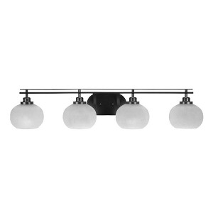 Toltec Lighting Odyssey 4 - Light Vanity in  Matte Black with 7" White Muslin Shade - 1 of 1