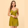 Allegra K Women's Satin Nightgowns V-Neck Solid Color Lace Cami Mini Pajama Dress - 3 of 4