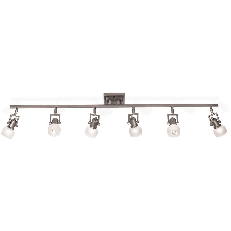 Pro Track Chace 6-Head LED Complete Ceiling Track Light Fixture Kit GU10 Adjustable Silver Brushed Nickel Finish Glass Modern Kitchen Dining 50" Wide, 5 of 8