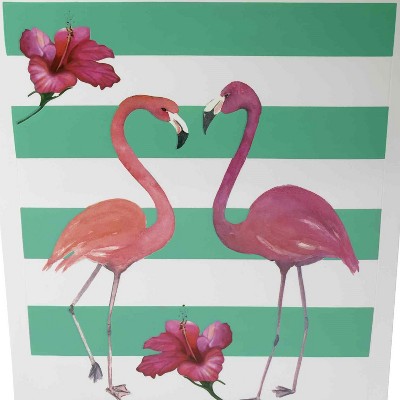 White and Green Flamingo Paradise Plastic Wastebasket