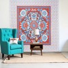 HomeRoots 88" X 84" Red Blue And White Floral Cotton Hanging Tapestry - 2 of 4